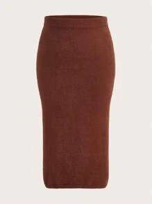 SHEIN BASICS Plus High Waist Knit Skirt