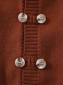 男嬰雙排釦拼接邊連帽開襟衫 - 棕色 - 查看 3