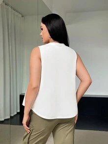 SHEIN Essnce Talla grande Top tank con estampado de letra - Blanco - Ver 2