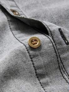 Manfinity Men Flap Pocket Denim Shirt Without Tee - Grey - View 8