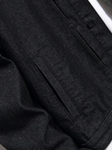 Manfinity Homme Men's Loose-Fit Denim Jacket With Flap Pockets (Tee Not Included) - Black - View 4