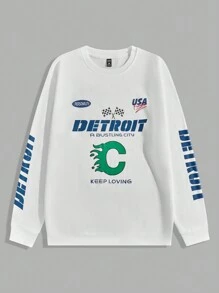 Manfinity EMRG Men Plus Letter Graphic Sweatshirt - White - View 3