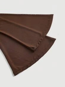 SHEIN MOD 方領喇叭袖褶飾手帕下擺T恤 - 棕色 - 查看 3