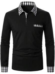 Manfinity Homme Men Gingham Print Polo Shirt - Black - View 4
