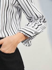 BizChic Striped Print Button Front Shirt - Multicolor - View 8