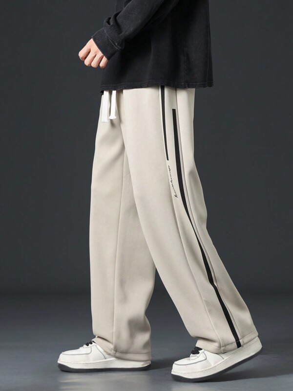 Hombres Pantalones con cinta lateral en contraste de cintura con cordón