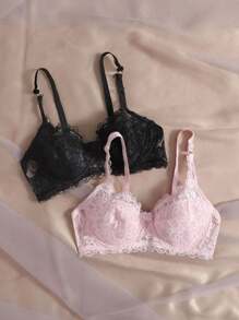 DesireSculpt 2 chiếc áo ngực ren hoa có gọng gợi cảm - Nhiều màu - Xem 5
