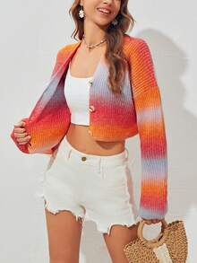 Soleia Ombre Drop Shoulder Cardigan - Multicolor - View 4