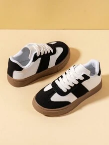 男女通用兒童休閒帆布鞋兒童德育運動鞋 - 黑色 - 查看 4