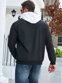 Manfinity Homme Nam Plus 1 Miếng Dây kéo Áo khoác bomber - màu đen - Xem 4