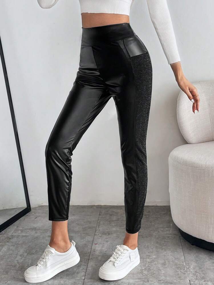 High Waist PU Leather Leggings