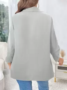 Calvaya 加青果領開襟西裝外套 - 灰色 - 查看 2