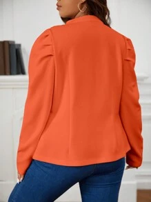 SHEIN Clasi 大碼純色雙排扣夾克 - 橘色 - 查看 2