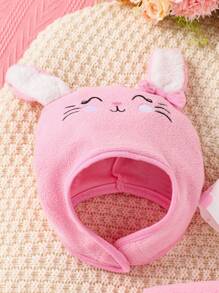 SHEIN Baby Girl Rabbit Print Bodysuit & Pants & Hat - Multicolor - View 5