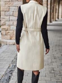 Aveloria Dual Pocket Belted Vest Coat - Apricot - View 2