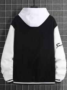 Manfinity Homme Hombres Chaqueta de dos tonos con estampado de letra - Multicolor - Ver 2