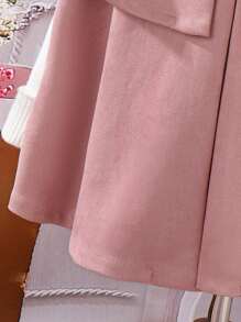 SHEIN Young Girl Fuzzy Trim Cape Coat - Pink - View 5