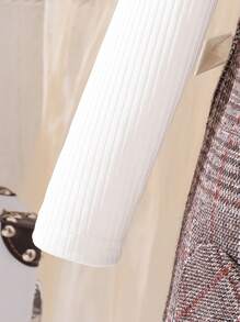 SHEIN 女小童高領T恤&格紋雙口袋背帶洋裝 - 棕色 - 查看 8