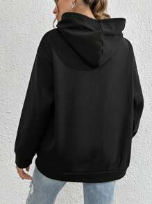 INAWLY Solva 纯色拉链落肩连帽衫，长袖上衣