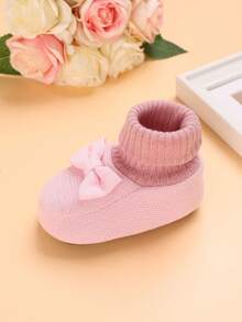 冬季软底鞋袜，适合 0-1 岁婴儿，时尚防滑设计，带保暖羊毛 - 粉色 - 查看 4