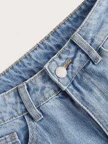 SHEIN Qutie Ripped Wide Leg Jeans - Light Wash - View 4