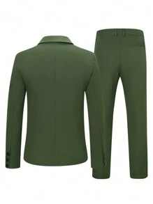Manfinity Mode 1 Miếng Lỏng lẻo phù hợp Đôi ngực Áo vest Và 1 Miếng Quần tây Cho nam giới - xanh quân đội - Xem 5