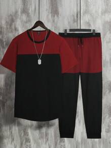 Manfinity Homme Men Two Tone Tee & Drawstring Waist Joggers - Multicolor - View 3
