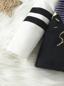 Áo thun họa tiết chữ cái bé gái & quần thể thao sọc bên hông - Nhiều màu - Xem 5