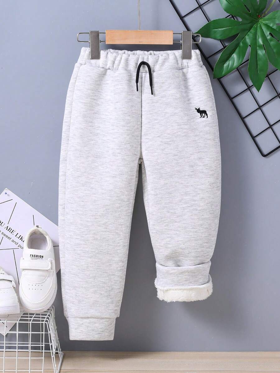 SHEIN Chàng trai trẻ Dây thắt lưng Nhiệt Quần thể thao - Màu Xám nhạt - Xem 1