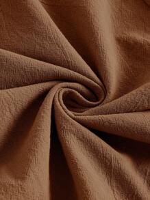 SHEIN EZwear Solid Drawstring Waist Wide Leg Pants - Brown - View 5