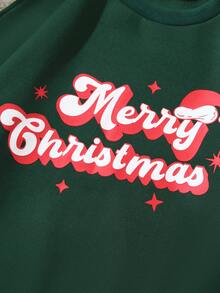 SHEIN Qutie Áo nỉ lót nhiệt in họa tiết Giáng sinh - Màu be - Xem 3