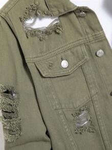 Manfinity Homme Hombres Cazadora mezclilla desgarro con bolsillo con solapa sin camiseta