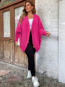 SHEIN LUNE 大碼蝙蝠翼袖防塵開衫 - 玫紅色 - 查看 5