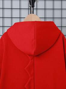 SHEIN 青少年男孩卡通图案卫衣 - 紅色 - 查看 7