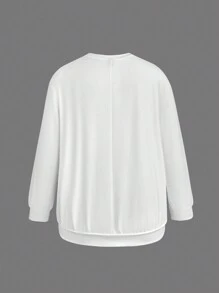 EMERY ROSE Áo trễ vai in hoa Plus - trắng - Xem 2