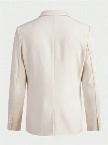 Manfinity VCAY Men Solid Blazer & Tie Waist Pants - Beige - View 12