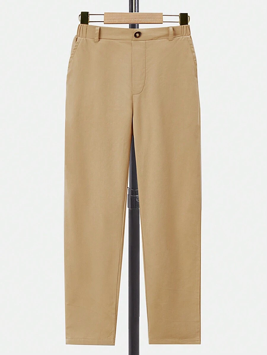 SHEIN Tween Boy Solid Slant Pocket Straight Leg Pants