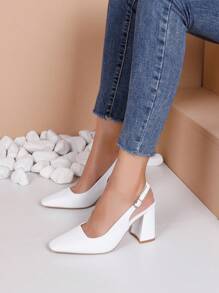 女士高跟鞋泵 - 白色 - 查看 4