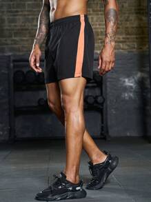 Gym Rark Men Contrast Side Seam Sports Shorts Sweat Pants Black Shorts - Black - View 1