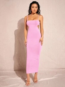 Silquee Đầm Bodycon Cami khoét eo rắn chắc - Hồng - Xem 3