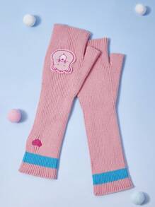 SHEIN X Care Bears Winter Warm Knitted Pink Long Gloves Sleeves Set - Pink - View 7