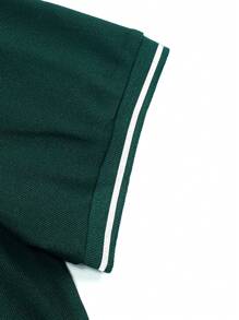 Manfinity Homme Men Striped Trim Polo Shirt - Dark Green - View 8