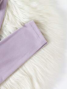 Conjunto De Pijama Para Niña Preadolescente Con Camiseta Y Pantalones Ajustados Con Detalles De Contraste En Los Bordes - Morado - Ver 5