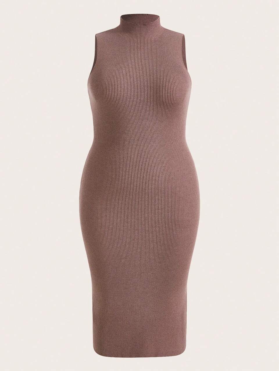 Plus Mock Neck Split Thigh Sweater Dress