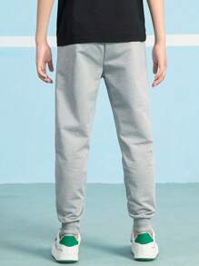 Tween Boy Letter Graphic Sweatpants - Grey - View 2