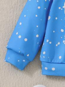 SHEIN 女嬰牛和字母圖案運動衫 - 藍色 - 查看 3