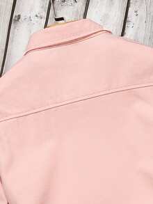 Manfinity Homme Men Ripped Frayed Denim Shirt Without Tee - Pink - View 5