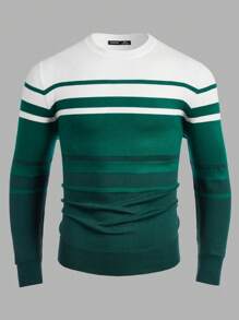Manfinity BRENVOR Men Striped Pattern Colorblock Sweater - Multicolor - View 1