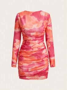GENKIRA Đầm Bodycon xếp nếp buộc dây - Nhiều màu - Xem 1
