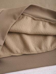 INAWLY Solid Thermal Lined Sweatshirt & Drawstring Waist Sweatpants - Multicolor - View 8